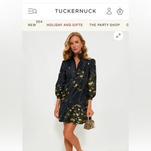 TUCKERNUCK Navy Jasmine Vine Jaquard Palmerston Dress